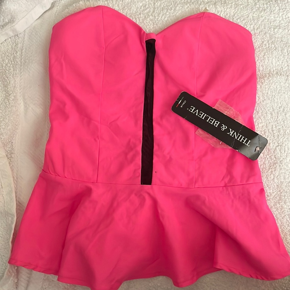 Strapless pink top